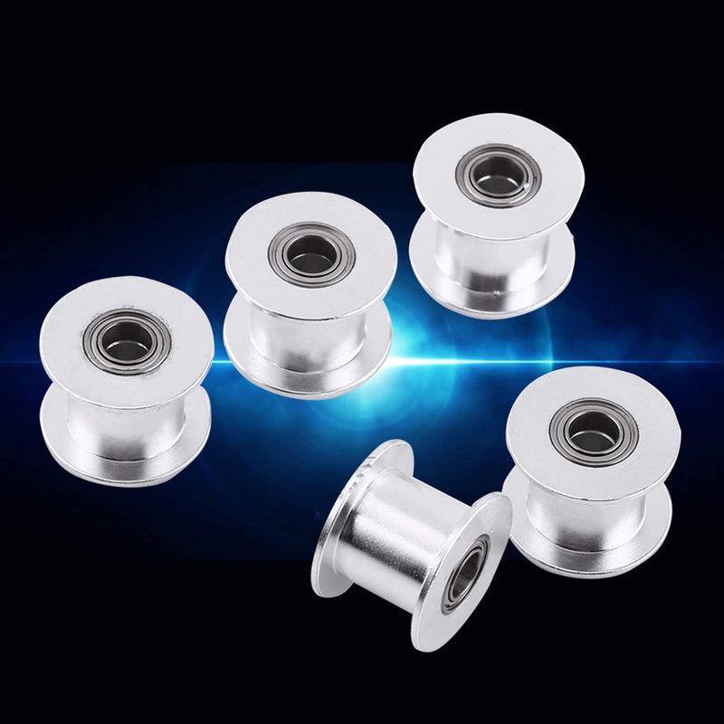 5-Pack GT2 Idler Pulleys, GT2 20 Toothless Bore 5mm Aluminum Timing Belt Idler Pulley for 10mm Width 3D Printer Timing Belt