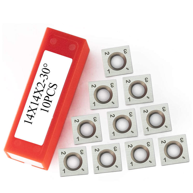 14mm Square Carbide Inserts Cutters Knives Blades 14×14×2.0mm-30°for Woodworking Spiral/Helical Planer Cutter Head or Lathe Turning 10pcs