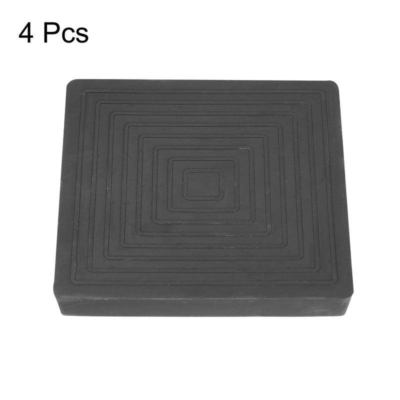 uxcell Furniture Pads, 4Pcs 4'' x 4'' - Square Rubber Chair Leg Floor Protectors, Non-Slip Caster Cup with Anti-Slip Strips for Hardwood Floors (Black) 4'' Black