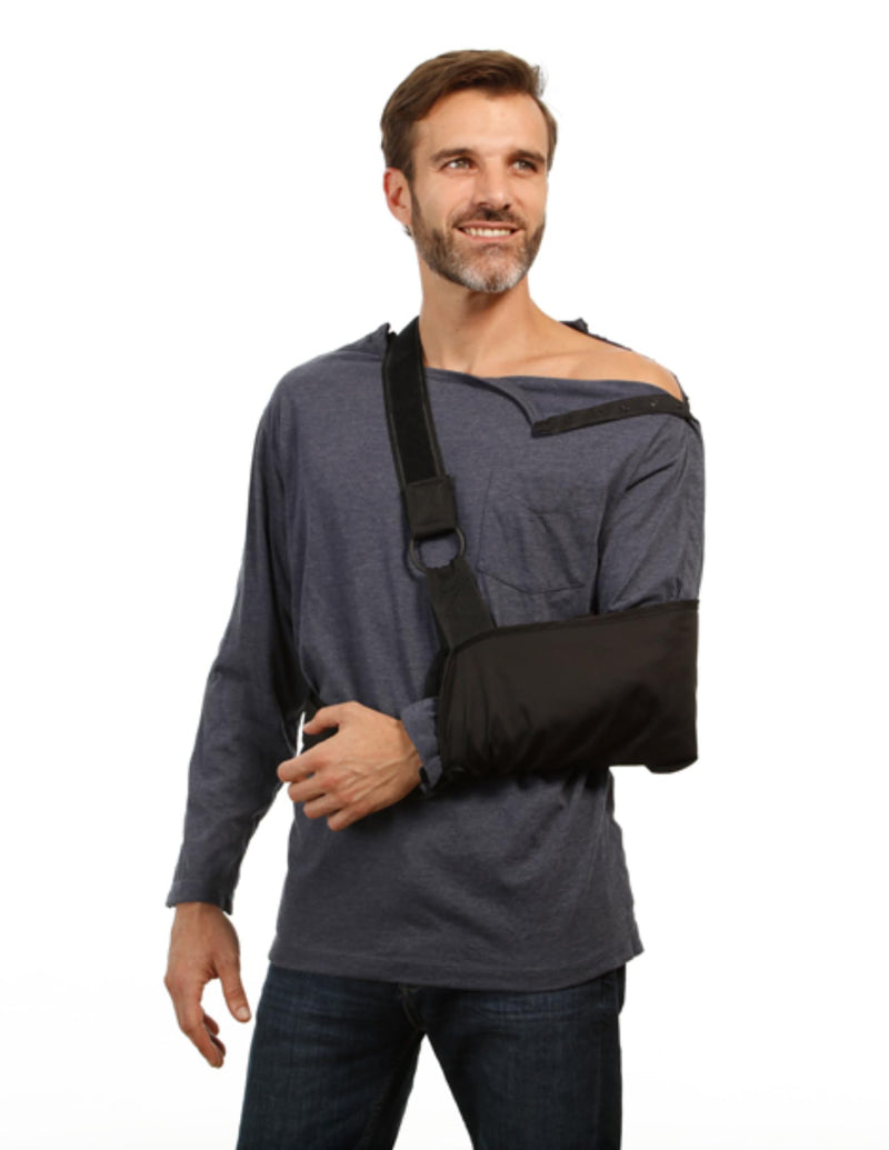 MAI Post Shoulder Surgery Shirts for Men - Recovery Long Sleeve Shirt with Easy Snaps on Sides, Chemo Port Access Shirt XX-Large Blue