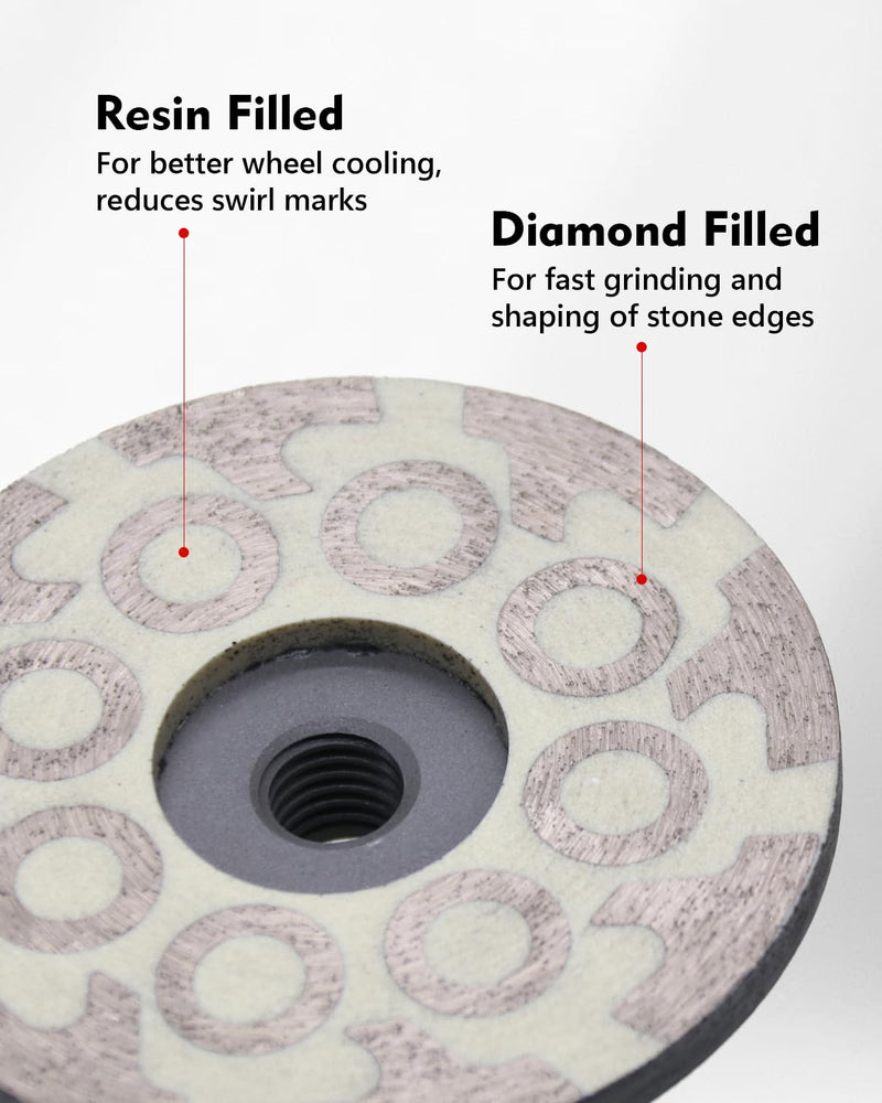 4" Flat Resin Filled Grinding Wheel, Diamond Cup Wheel with 5/8’’-11 Thread for Granite Marble Engineered Stone (Fine) Fine