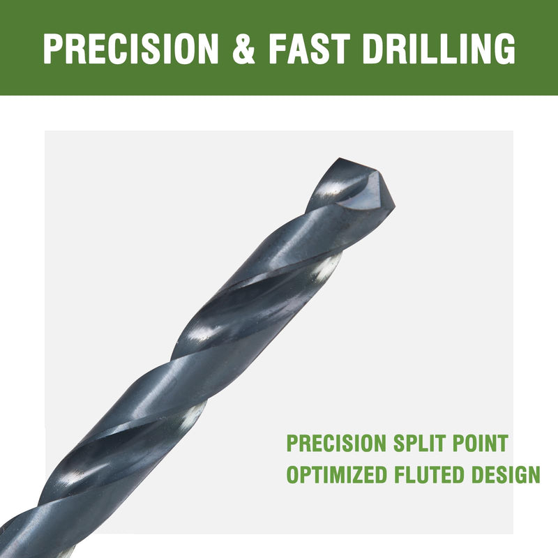 1/4 x 18 Inch Long Drill Bits (2 Pack) High Speed Steel Black Oxide Drilling for Wood and Metal, with 13 Inch Flute 1/4" x 18"