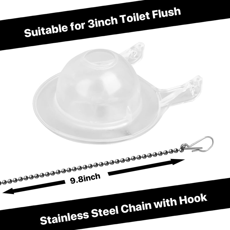 3-Inch Toilet Flappers Replacement Kit for Gerber 99-827, 3 Inch Toilet Flush Valve with Stainless Chain and Hook, High Performance Silicone Toilet Flapper - Reliable Toilet Flapper (Clear 2 PCS) Clear 2 PCS