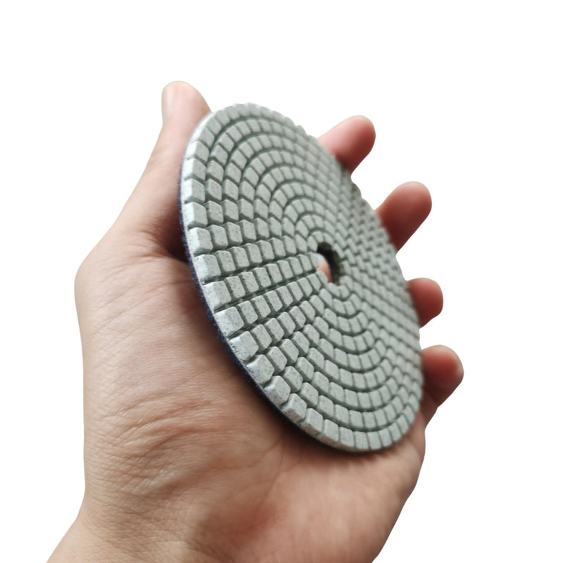 4 Inch Wet Dry Diamond Polishing Pads Set with 5/8-11 Rubber Backer Pads for Marble Quartz Stone Countertop Granite Concrete Polishing 7 pcs 50-3000 Grit Resin