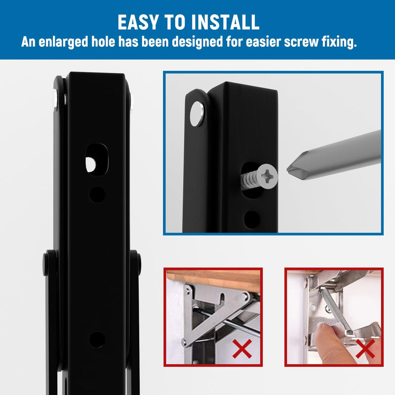 LEOPO 8 inch Folding Shelf Brackets, Heavy Duty Wall Mounted Shelf Bracket, 2 Pack, Black