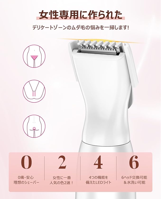 Women's Shaver, 2024 Innovation Model, Supervised by a Hair Removal Expert, Vio Shaver, 6-in-1, Eyebrow & Nose Hair Cutter, Electric Shaver, LED Display, Electric Display, Electric Type, Rapid - NewNest Australia