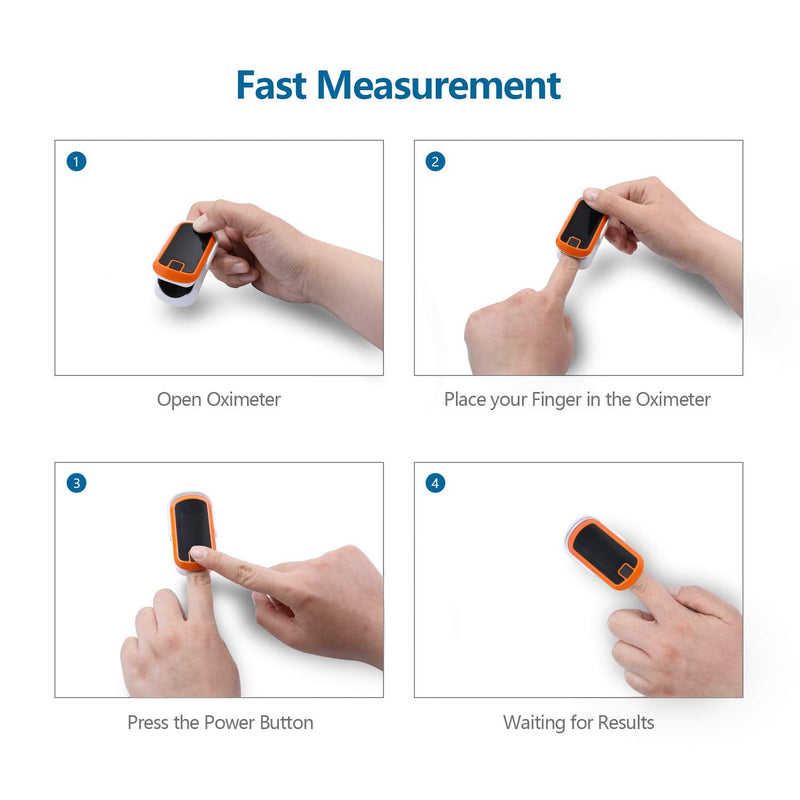 MIBEST Orange LED Finger Pulse Oximeter - Blood Oxygen Saturation Monitor - SPO2 Pulse Oximeter - Portable Oxygen Sensor with Included Batteries - O2 Saturation Monitor with Carry Pouch Orange - LED