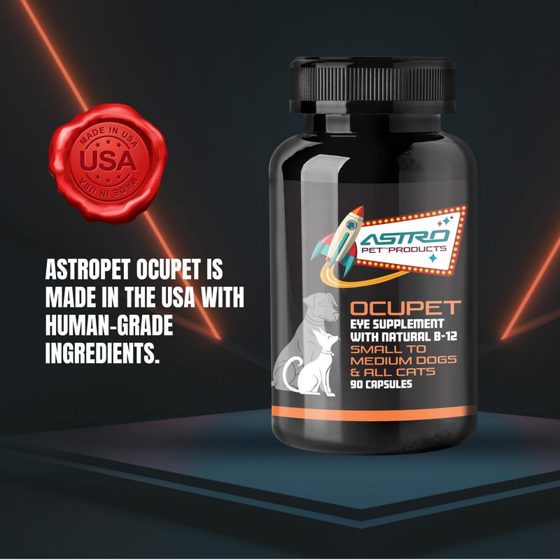 ASTROPET - OCUPET - Eye Supplement - for Small-Medium Dogs & All Cats - Supports Eye & Vision Health - Human-Grade Ingredients - with Lutein & Essential Vitamins - Made in USA - 90 Capsules For Small / Medium Pets