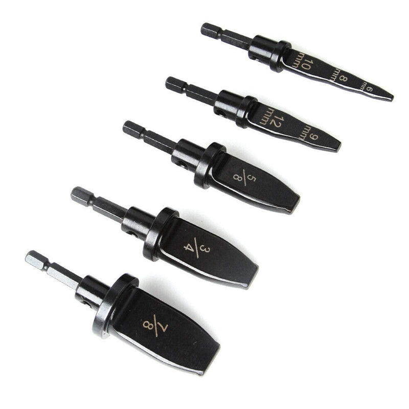 5pcs Swaging Tool Drill Bit Set, Metric Pipe Expander Air Conditioning Copper Pipe Expander - 6/8/10mm, 9/12mm, 5/8", 3/4", 7/8" Flaring Spin Set