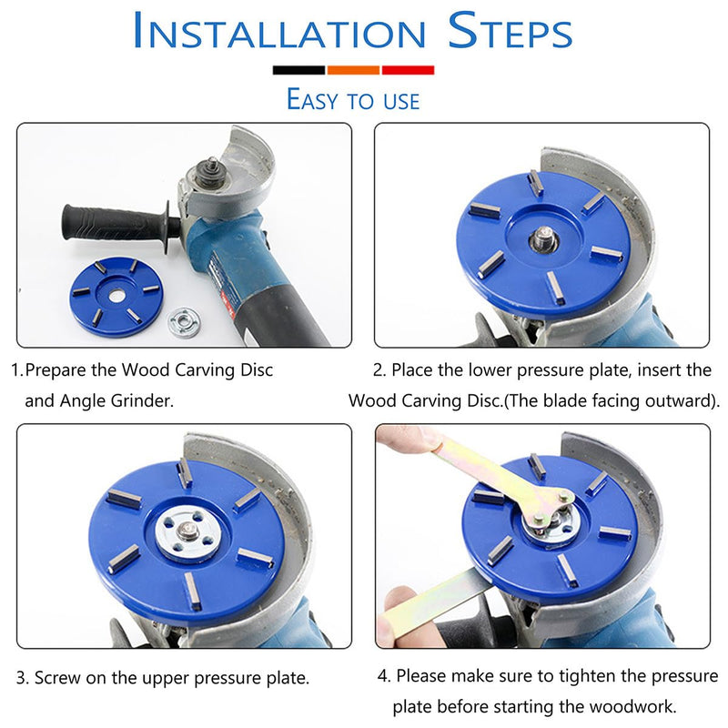 Wood Turbo Carving Disc 8 Teeth for Angle Grinder 4 or 4 1/2" with 5/8" Arbor Upgraded, DIY Wood Carving Tools Cutting Wheel for Fast Shaping(Arc Blade) 8 Teeth Arc Blade Blue