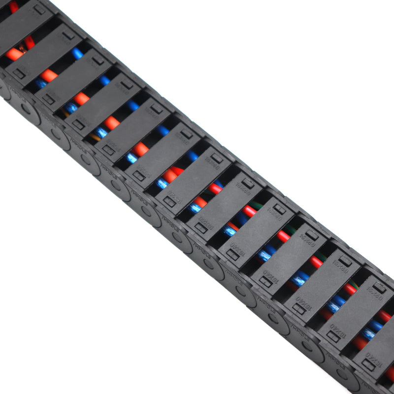 15mm x 40mm 1M Open On Both Side Plastic Towline CNC Machine Tool Cable Carrier Drag Chain Nested Black Semi Enclosed Type (Inner Side openable) (Semi Enclosed Type, 15mm x 40mm A) - NewNest Australia