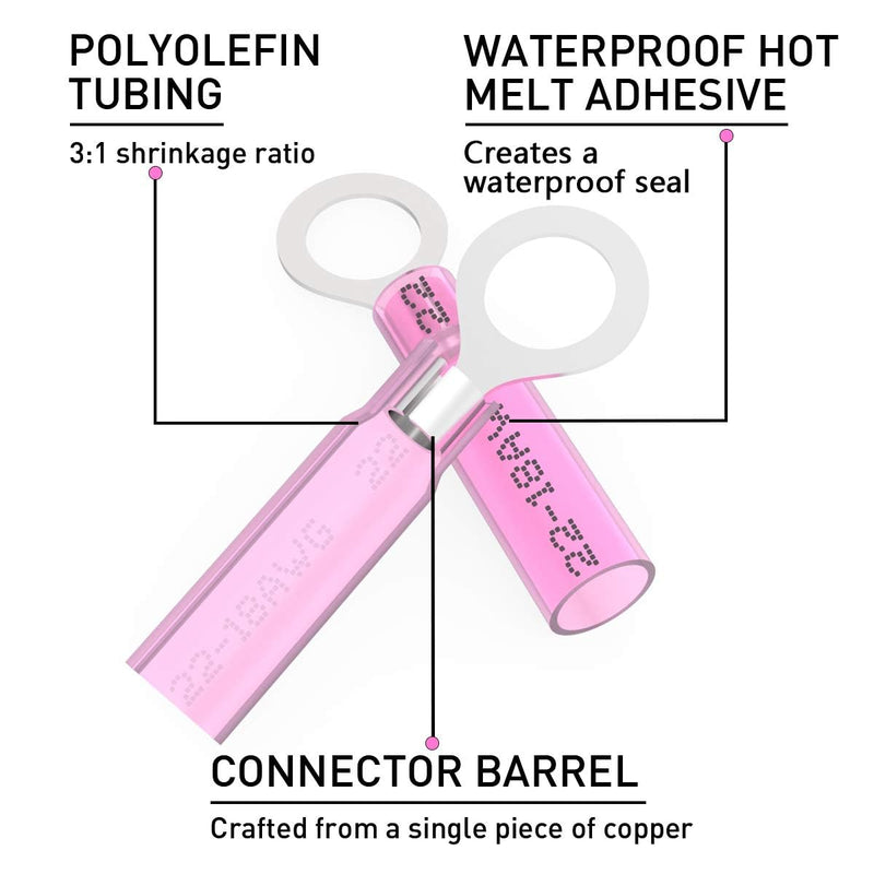 200PCS Heat Shrink Crimp Ring Connectors 1/4" Red 22-18 AWG - Heat Shrink Wire Connectors Electrical Connectors - Automotive Marine Ring Terminals by Sopoby 200 Ring Connectors 1/4"