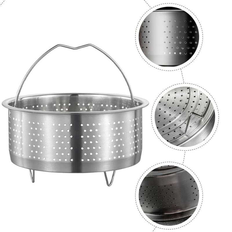Luxshiny Stainless Steel Steamer Basket 7.79 in Vegetable Food Steamer Basket with Drainable Holes for Rice Dumplings Seafood Vegetables Eggs Potatoes and Corn
