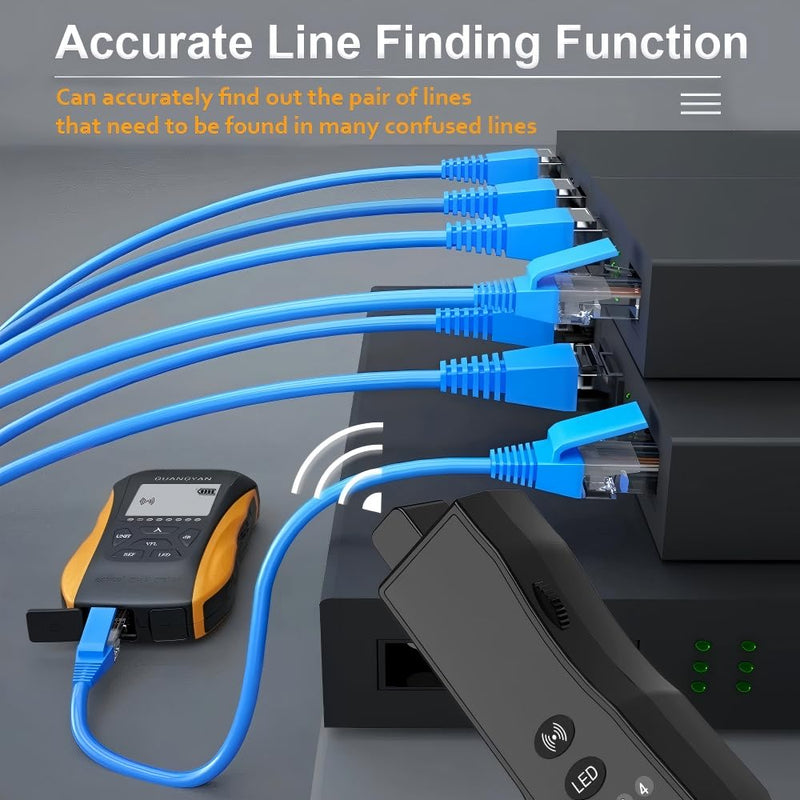 5 in 1 Optical Power Meter with VFL&OPM,15Km Network Cable Tester w/9 Wavelength,RJ45 Network Tester Support SC, FC & ST Connector, Wire Tracer Fiber Tester