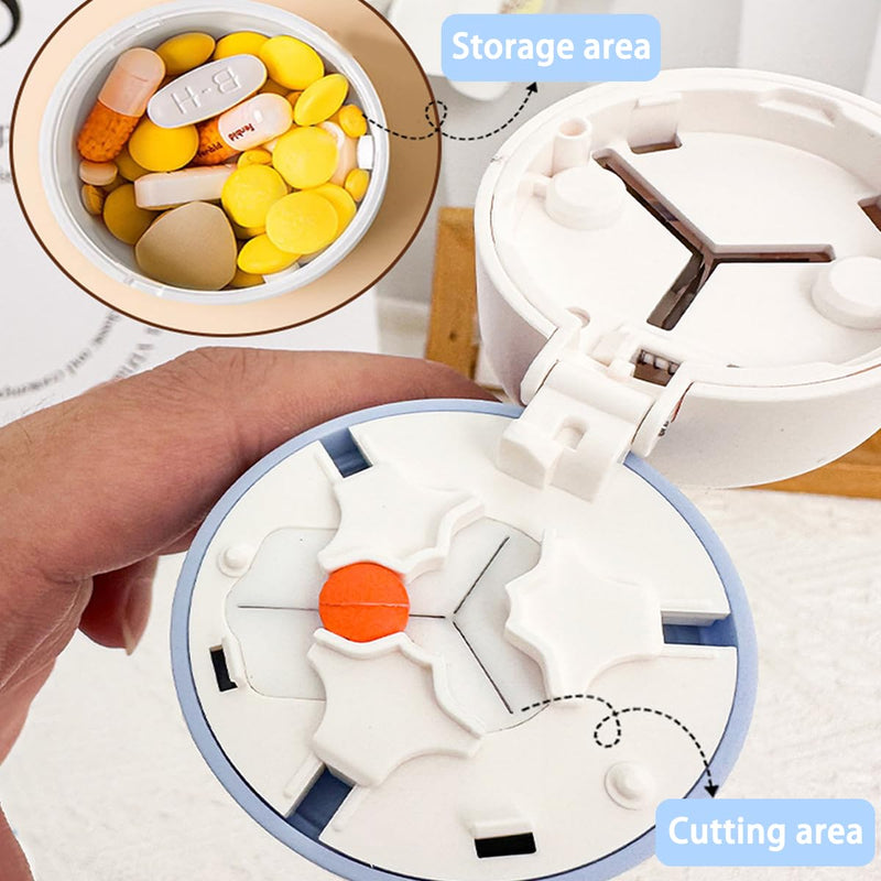 Pill Cutter 1/3 Pill Splitter for Small and Large Pills with Stainless Steel Blade for Cutting Pills in one Third or Half, Portable Pill Organizer, Ideal for Cutting Tablets, Vitamins Blue-3