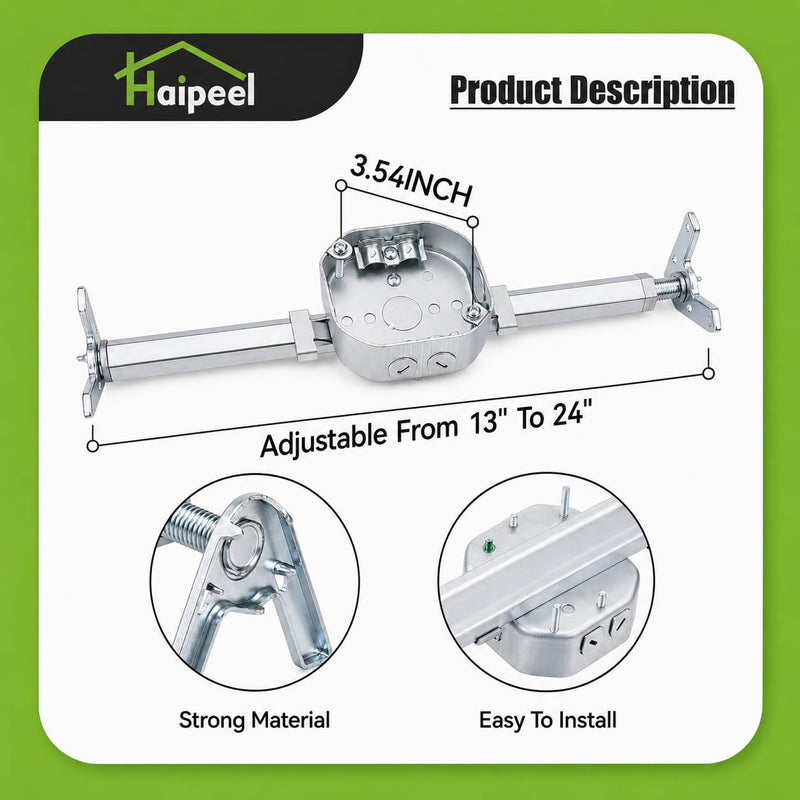 Ceiling Fan Mounting Bracket with Adjustable Brace and 1.5-Inch Fan Box Brushed Nickel 3 INCH