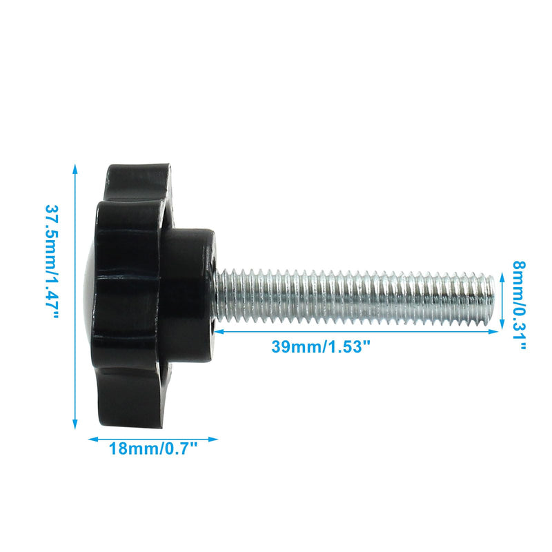 2 Pcs M8 x 40mm Star Hand Knob, Plastic Hex Shaped Clamping Knob Handle Tightening Screw Knob Star Knob