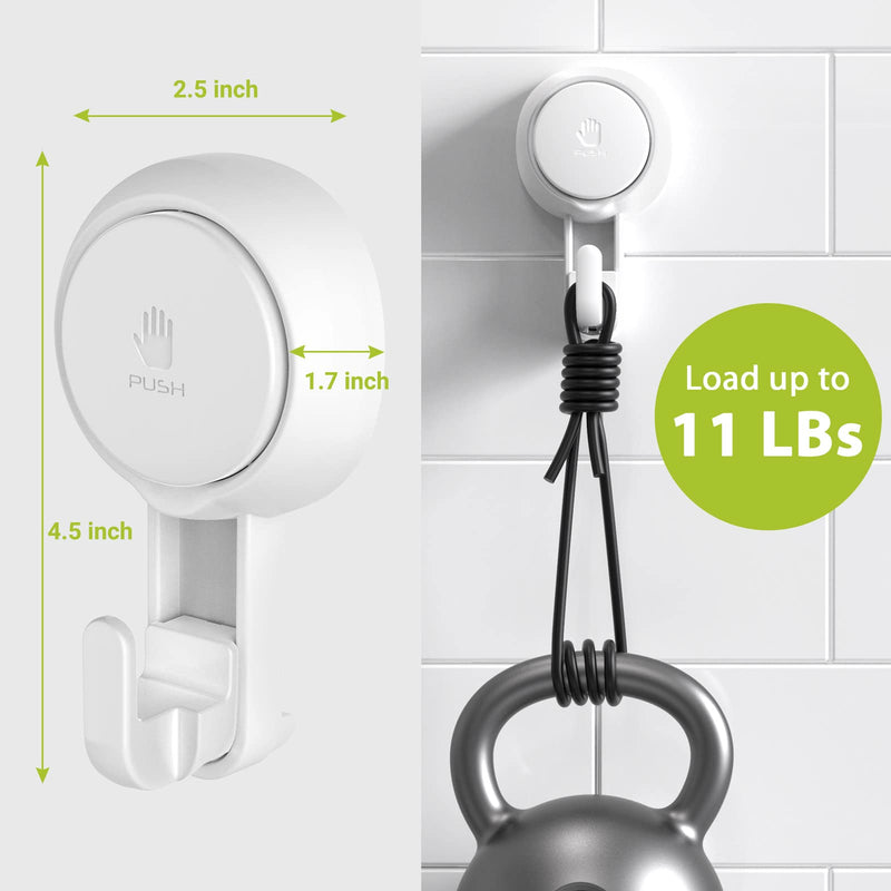 Elegear Suction Cup Shower Hooks for Loofah, Robe, Towel, Heavy Duty (4-Pack) Waterproof , Reusable Vacuum Suction Hooks for Bathroom Kitchen Large 4 Pack