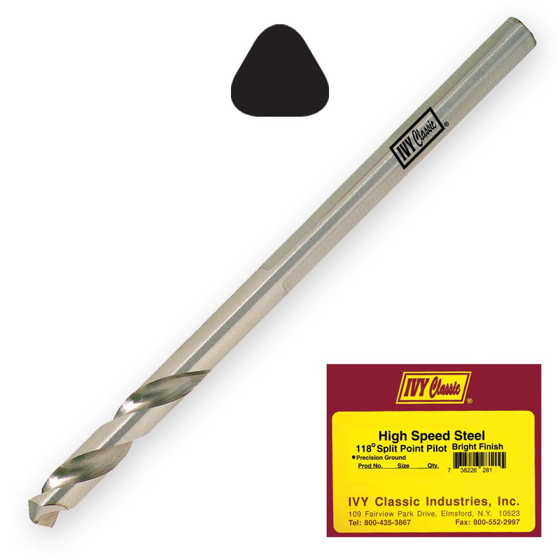 IVY Classic 28115 1/4-Inch x 4-5/16-Inch Pilot Drill for Hole Saw Arbors, M2 HSS, 3 Flats, 12-Pack