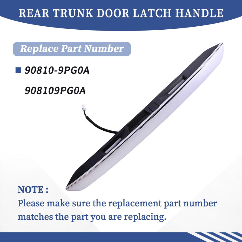 Rear Trunk Door Latch Handle Without Camera 90810-9PG0A 908109PG0A Compatible with Nissan Pathfinder 2013 2014 2015 2016 2017 2018 2019 Tailgate Liftgate Handle - Chrome