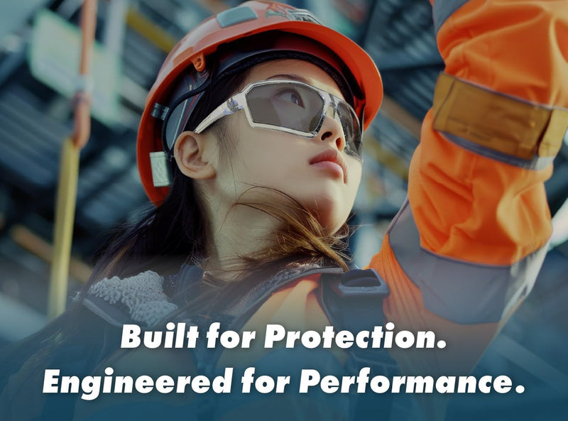 REV Amour Z87+ Safety Glasses, UV400 Impact-Resistant Sunglasses with Anti-Scratch for Work & Outdoor Carbon Fade