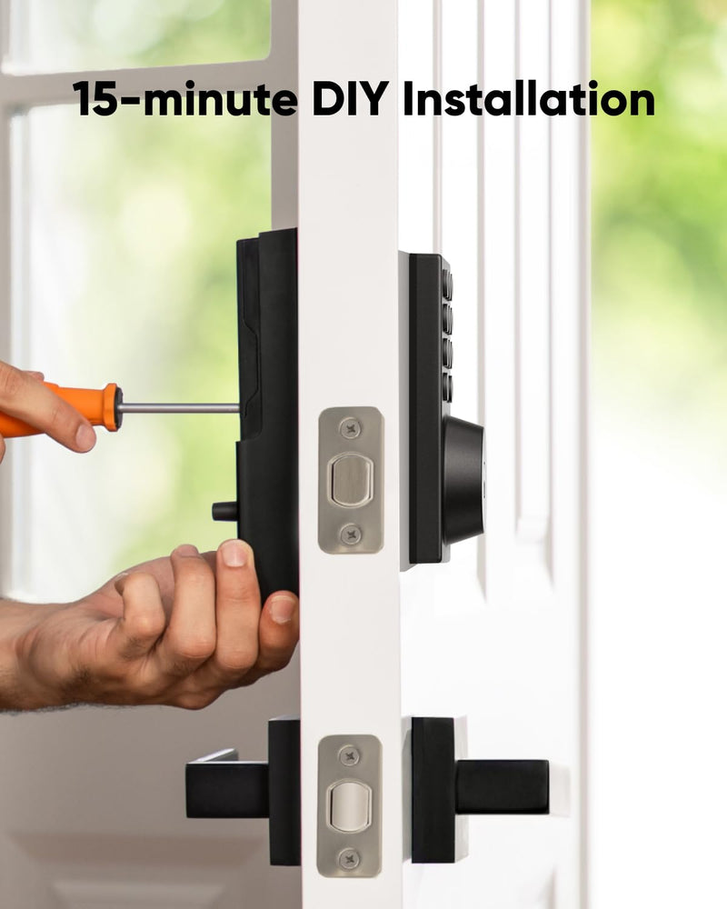 eufy Security Smart Lock C30, Keyless Entry Door Lock, Built-in WiFi Keypad Deadbolt for Front Door, No Bridge Required, Easy Installation, App Remote Control, Reliable Power, BHMA Grade 3 Contemporary Black