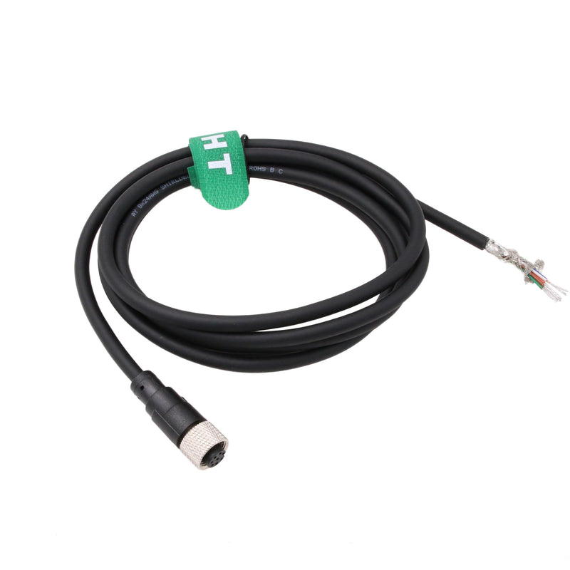 M12 A Coded 8 Pin Female Aviation to Flying Leads Cable Shielded for Actuator Sensor Signal Industrial Controls Automation, Device Network DeviceNet, CANopen, IO Link, Profibus 3m 8 pin female to open