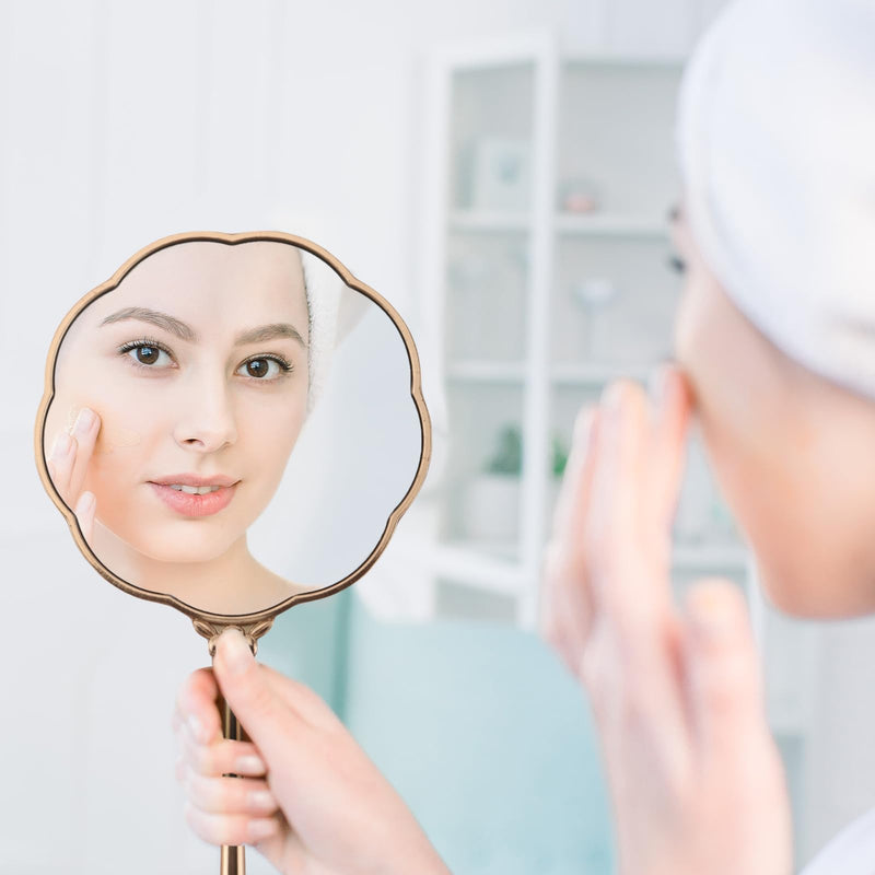 Hand Mirror, Handheld Mirror with Hummingbird Embossed Patterns, Elegant Metal Hand Craft Makeup Mirror, Beautiful Gift Value, Compact and Portable (Hummingbird Gold) Hummingbird Gold