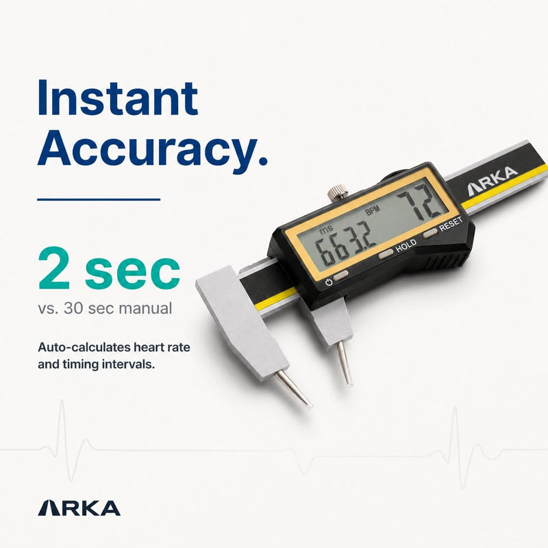 ARKA Digital EKG Calipers – Instant Heart Rate & Interval Measurement, One-Hand Operation, Large LCD Display, Electrocardiographs Measuring Tool for Doctors, Nurses, Medical Student
