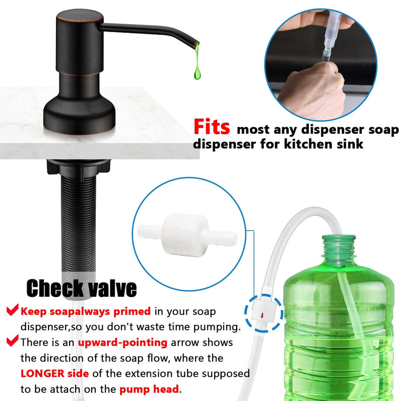 Soap Dispenser Extension Tube Kit with Upgraded Check Value, 47" Under Counter Soap Dispenser Tube for Kitchen Sink, Fit Most Soap Containers, Powerful Suction, Never Fill Little Bottle Again, SonTiy Silicone Sink Soap Dispenser Tube