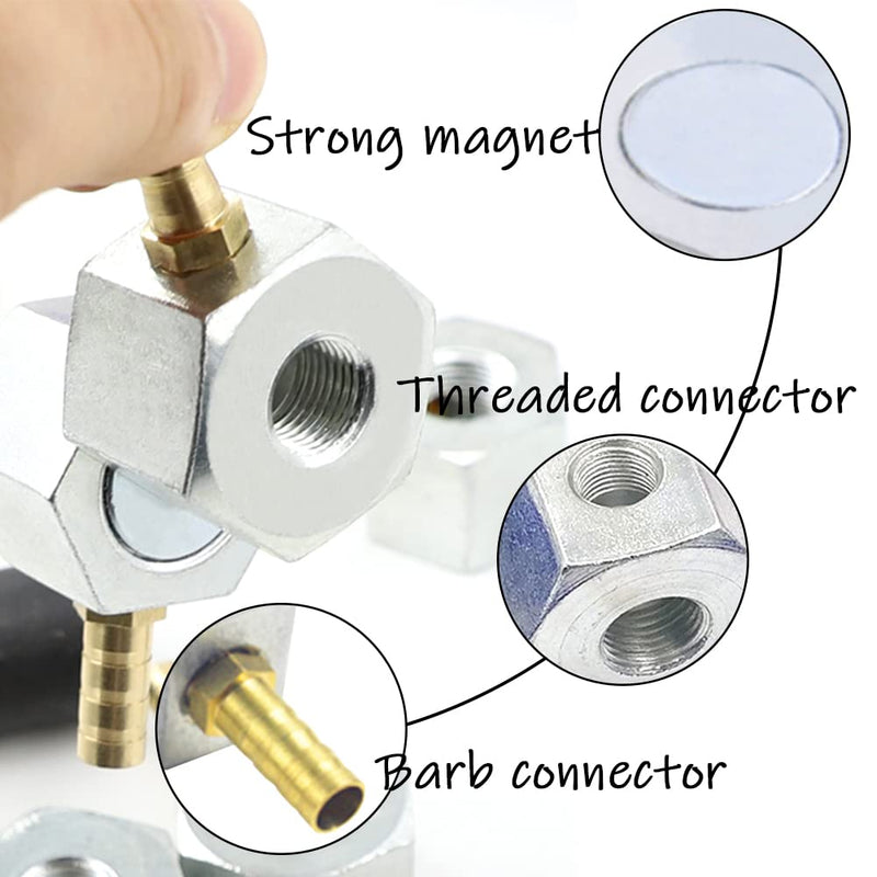Magnetic Base with Barb Connector + 1/4"PT Flat Nozzle Plastic Coolant Pipe with Switch Adjustable Flexible Water Oil Cooling Hose Flat Mouth