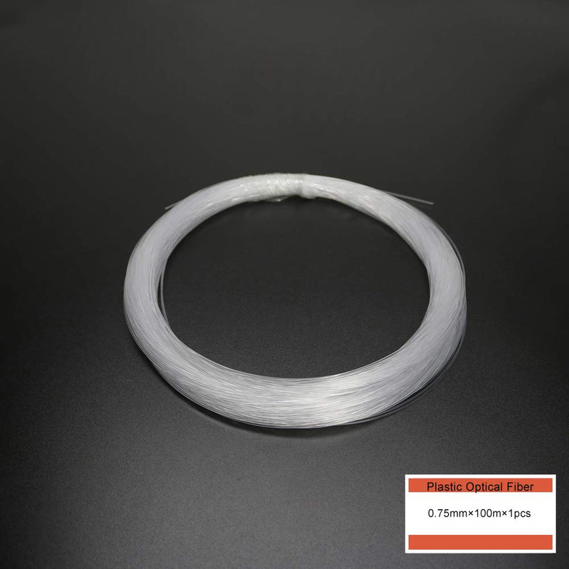 AZIMOM PMMA Plastic End Glow Fiber Optic Cable 0.75mm(0.03in) 100m(328ft)/Roll for Star Sky Ceiling All Kind Led Light Engine Driver Source 0.03in/0.75mm*328ft