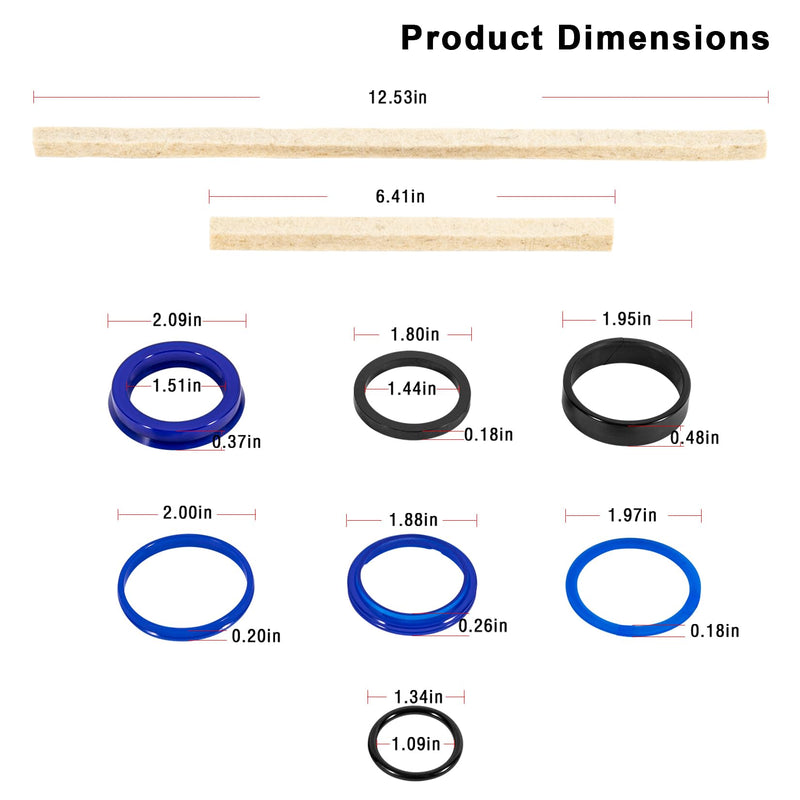 Rotary Lift Kit Hydraulic Cylinder Seal Kit Fits for SPO9 SP0A9 SPO7 SPOA7 SPO88 FJ783 FJ7664 Texas HYD, BH-7511-11，FJ783-12TH,7000lb - 9000lb Lifts