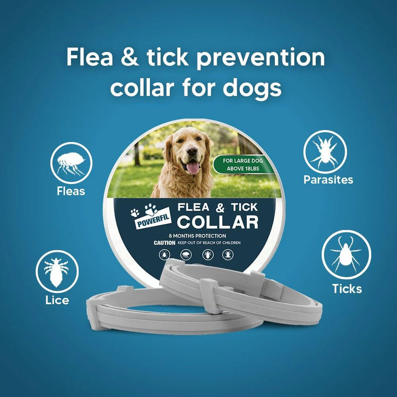 Dog Flea Collar, Flea Collars for Dogs, Natural Flea Tick Collar, 8 Months Protection, Adjustable Size, Easy to Use,2P