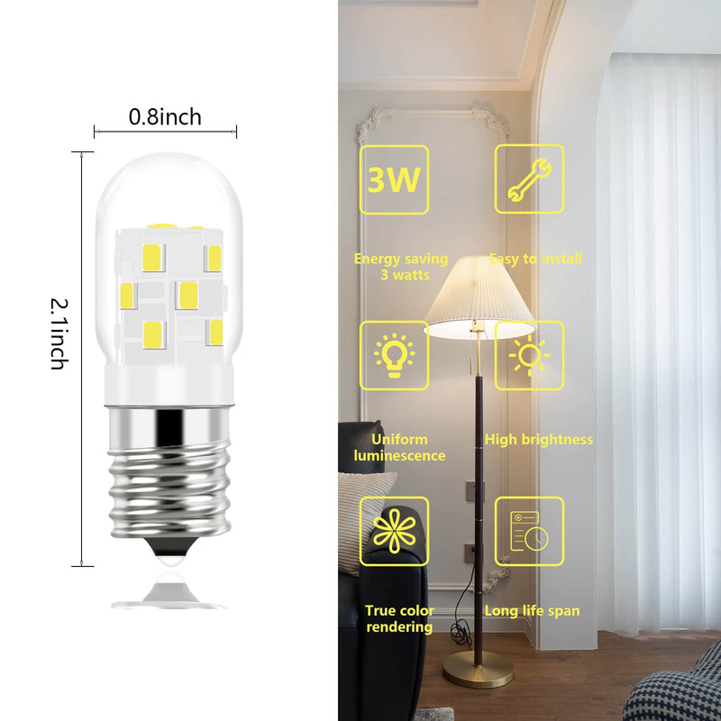 LED 8206232A Microwave Light Bulb (2 Pack) E17 LED Bulbs Replacement 8206232A Whrilpool Microwave 40w Light Bulb - 360LM Daylight White 6000K for Refrigerator Stove Range Hood Daylight White Bulb 2 Pack