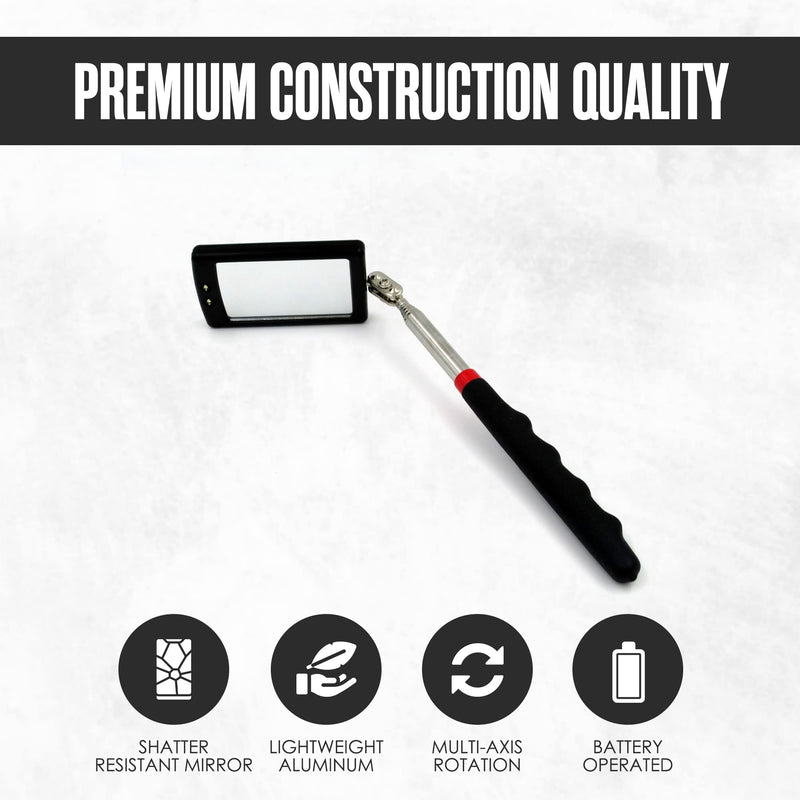 Inspection Mirror, Telescoping Mirror, Inspection Mirror Telescoping, Mechanic Mirror, Extendable Mirror, Mirror On A Stick, Telescope Mirror, Telescopic, Retractable, w/Light, Inspector, Automotive