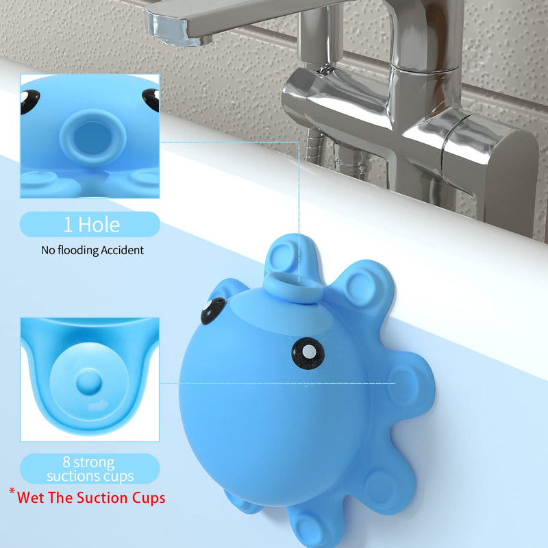 Bathtub Overflow Drain Cover Tub - Silicone Bathroom Overflow Drain Cover, Bath Tub Overflow Cover, Bathroom Spa Accessories, Adds Inches of Water for Deeper&Warmer Bath，Blue Blue