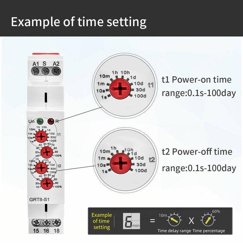Asymmetric Cycle Timer 1SPDT Relay 16A AC/DC12V-240V Electronic Repeat Relay(GRT8-S1,AC/DC12V-240V) AC/DC12V~240V Grt8-s1