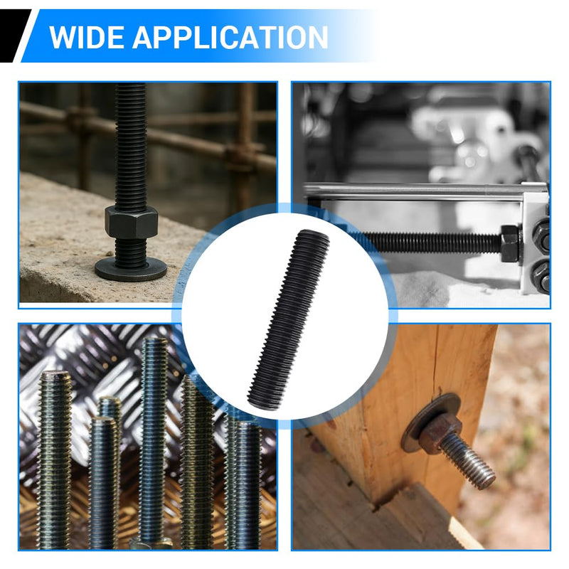 30pcs M8*80mm Fully Threaded Stud, Grade 8.8 Alloy Steel Black Oxide Finish Long Threaded Rod Bar for Furniture Mounting Assembly Fastening M8*80