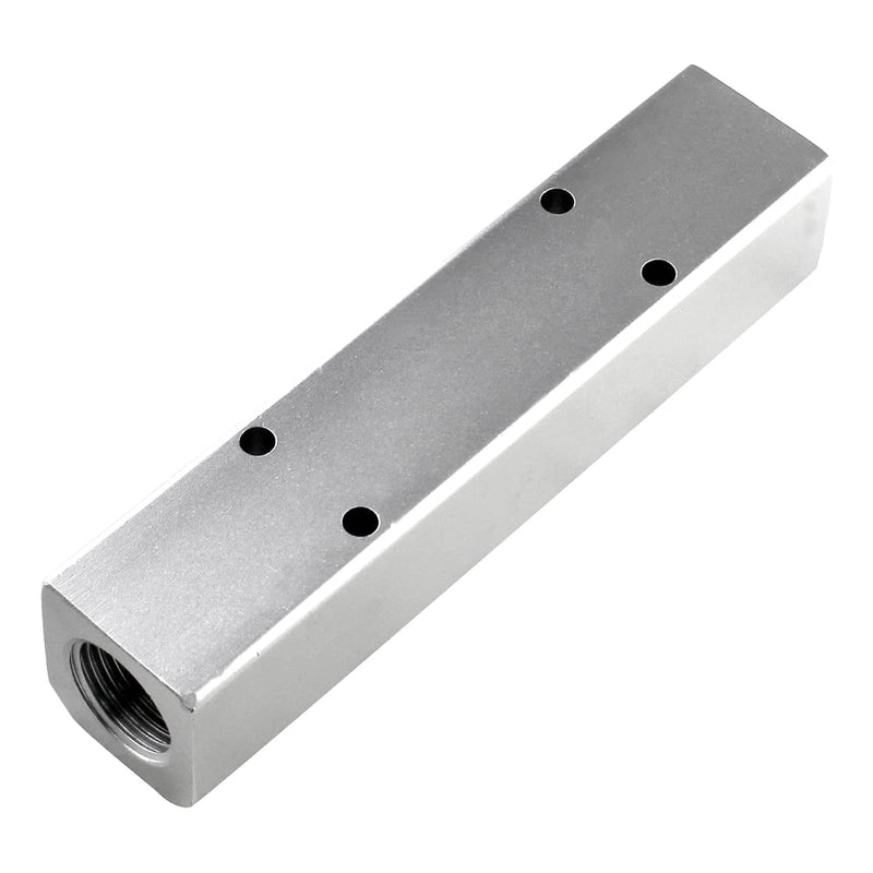 4 Way Pneumatic Manifold Air Distribution Block, G1/2 Supply Port, G1/4-Inch Output Port,Pneumatic Air Compressor Manifold Fitting，Aluminum Alloy，Large Flow （40x40mm） 4 Way 6 Port 40x40mm