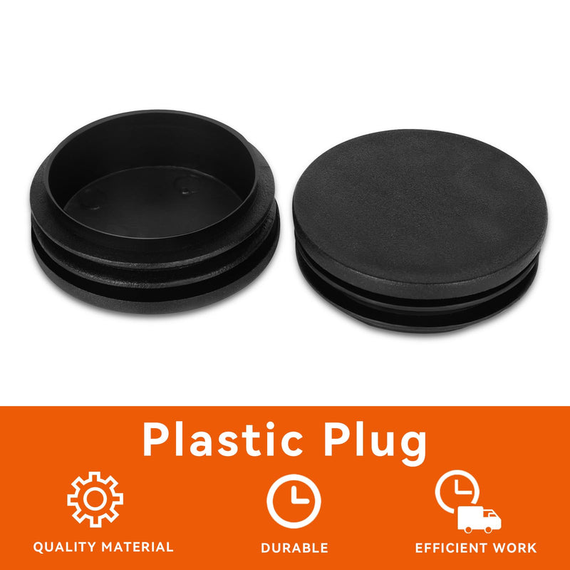 38mm (1-1/2 Inch) Round Plastic Plug, Round Black Plastic End Cap, Hardware Plugs, Pipe Tubing End Cap for Chair Table Stool Leg, 10 PCS 38mm
