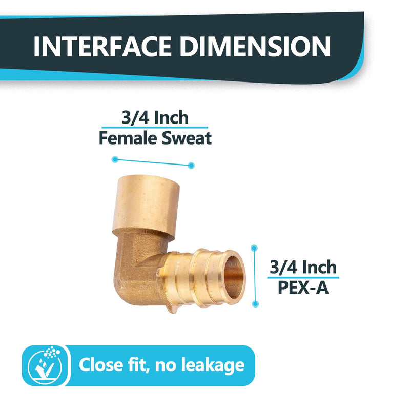 5Pack Seelink 3/4" PEX-A Expansion x 3/4" Female Sweat Elbow(PEX1960118-5) 5 3/4" x 3/4"