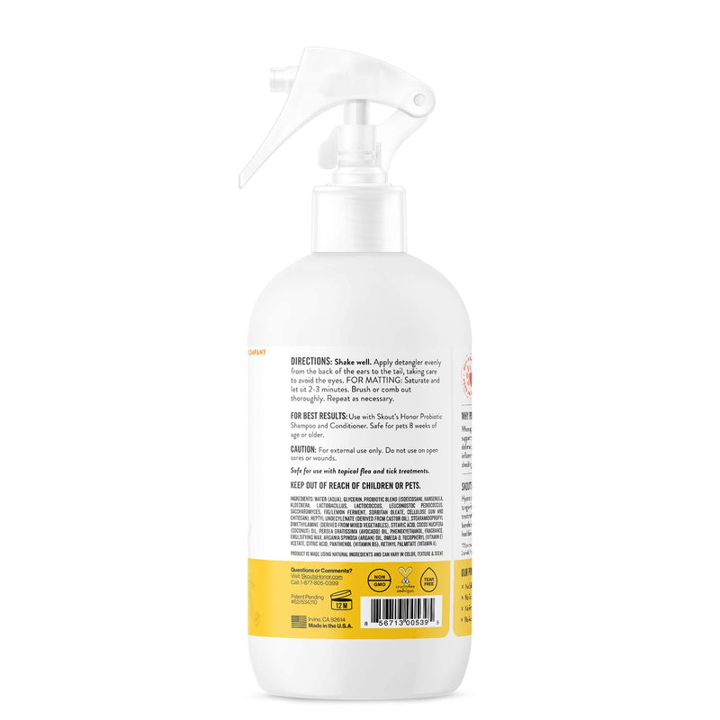 Skout’s Honor: Probiotic Detangler - 8 fl. oz. - Hydrates and Deodorizes Fur, Supports Pet’s Natural Defenses, PH-Balanced and Sulfate Free with Avocado Oil - PawsPlanet Australia