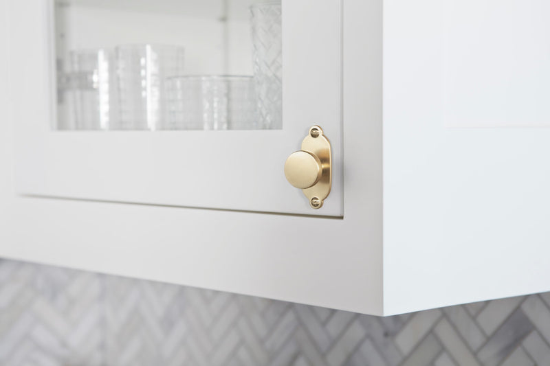 Goo-Ki 6 Pack Cabinet Knobs Champagne Bronze Drawer Knobs with Plate Zinc Alloy Kitchen Hardware - Single Screw Cabinet Pulls Solid Dresser Handles with Spacer