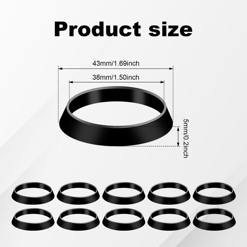 10pcs Cone Seal Ring, Waste Pipe Seal Ring Sink Drain Gasket Cone Rubber Washers Plumbing for 1 1/2 Inch Shower Drain Pipe Sink Tube Odour Trap Siphon 38mm Inner Diameter 43mm Outer Diameter
