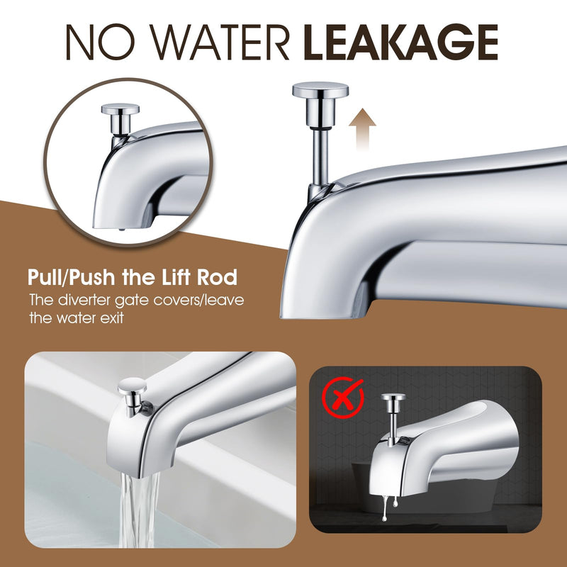 Tub Spout with Diverter,Easy to Install Bathtub Faucet，American Standard Tub Faucet Universal Fits 1/2" Copper Pipe(5/8" Diameter),Chrome