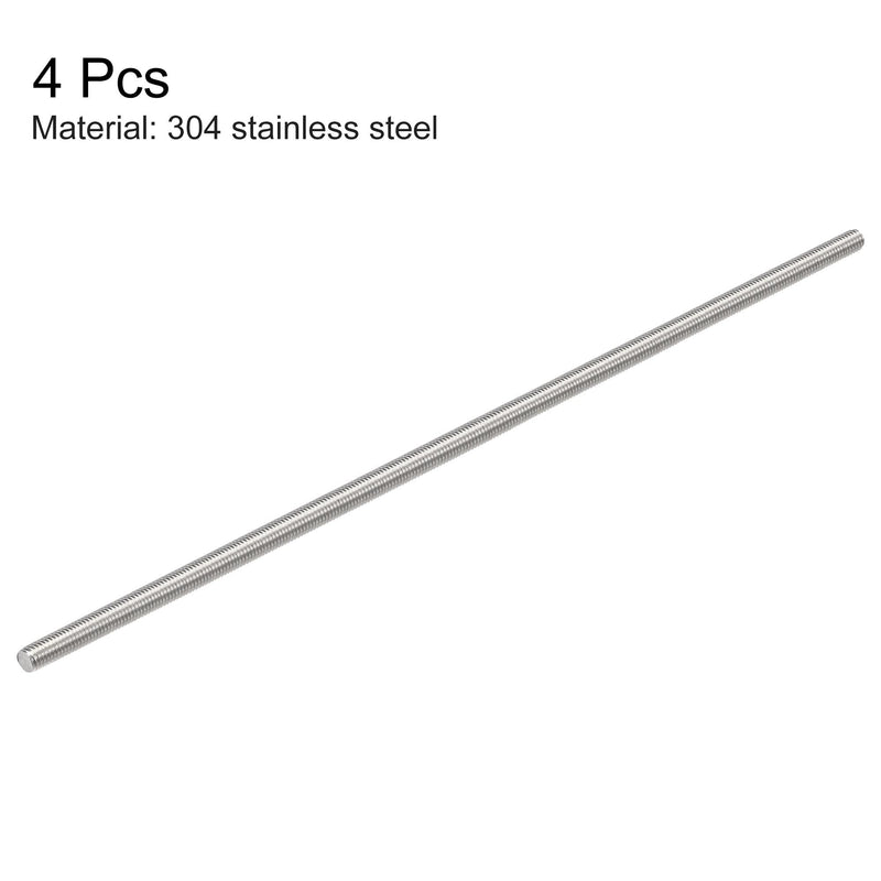 uxcell 4Pcs M5 x 200mm Fully Threaded Rod 304 Stainless Steel Right Hand Threads