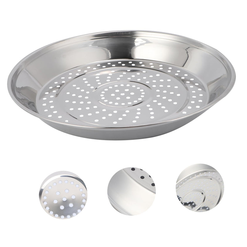 Cabilock 12.20 Inch Stainless Steel Steamer Rack with Holes Thick Food Steaming Tray for Wok Cooking Vegetables Fish Dumplings Kitchen Steamer Basket 30cm