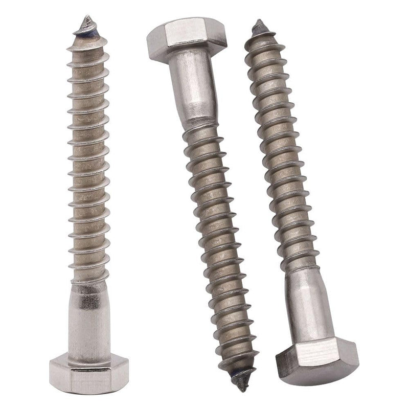 M8 x 65mm Hex Lag Screws, 304 Stainless Steel 18-8, Partial Thread Coverage, 10 pcs M8 x 65mm
