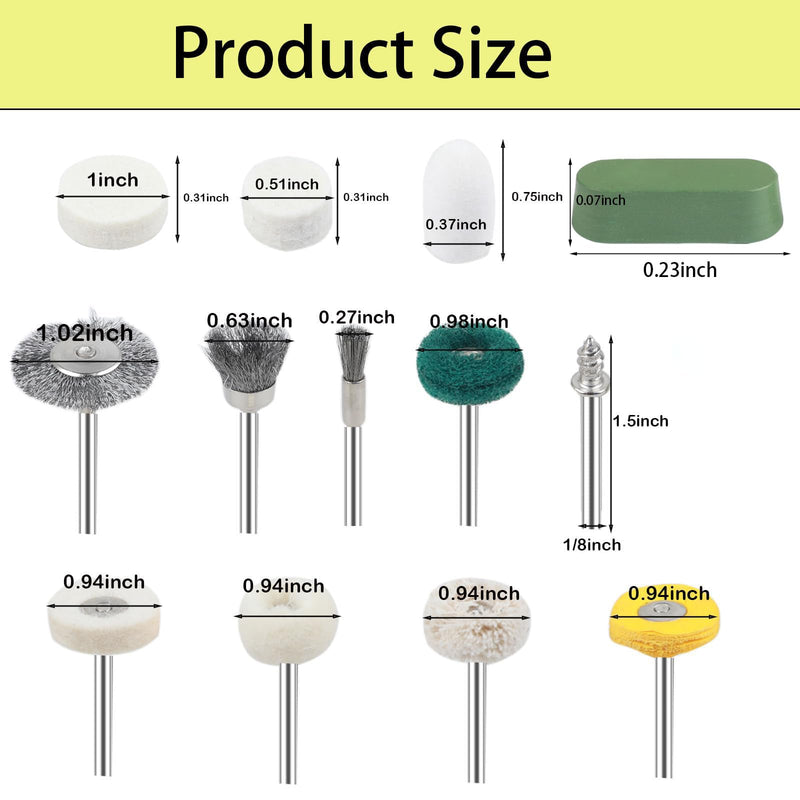 246PCS Polishing Buffing Wheel Polishing Kit for Dremel, Felt Wool Pad Set with Polish Compound, Wheel Grinding Head Point & Mandrel Kit Accessories Tools with 1/8" Shank for Jewelry Metal Polishing Style 3